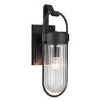 KICHLER 59124BKT Brix 19.25 Inch 1 Light Outdoor Wall Light With Ribbed Clear Glass In Textured Black