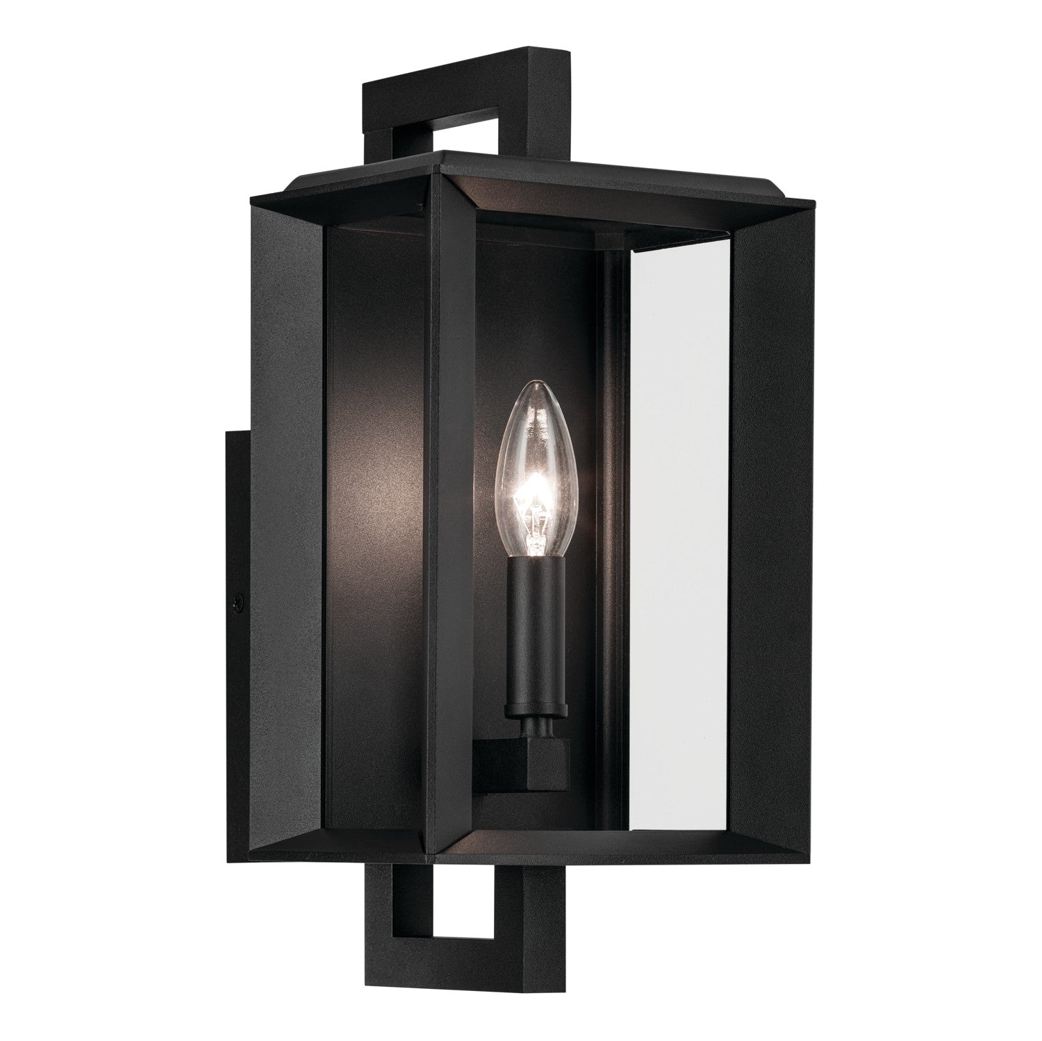 KICHLER 59131BKT Kroft 14 Inch 1 Light Outdoor Wall Light With Clear Glass In Textured Black