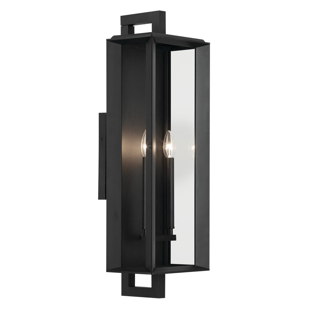 KICHLER 59134BKT Kroft 28 Inch 2 Light Outdoor Wall Light With Clear Glass In Textured Black