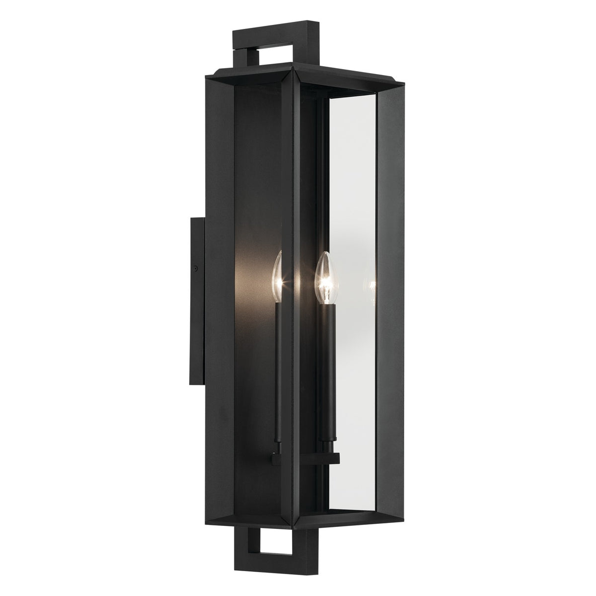 KICHLER 59134BKT Kroft 28 Inch 2 Light Outdoor Wall Light With Clear Glass In Textured Black