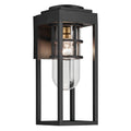 KICHLER 59138BKT Hone 18 Inch 1 Light Outdoor Wall Light With Clear Glass In Textured Black With Natural Brass Accent