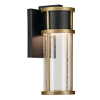 KICHLER 59139BKT Camillo 12 Inch Led Outdoor Wall Light With Clear Seeded Glass In Textured Black With Natural Brass