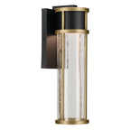 KICHLER 59140BKT Camillo 15.75 Inch Led Outdoor Wall Light With Clear Seeded Glass In Textured Black With Natural Brass