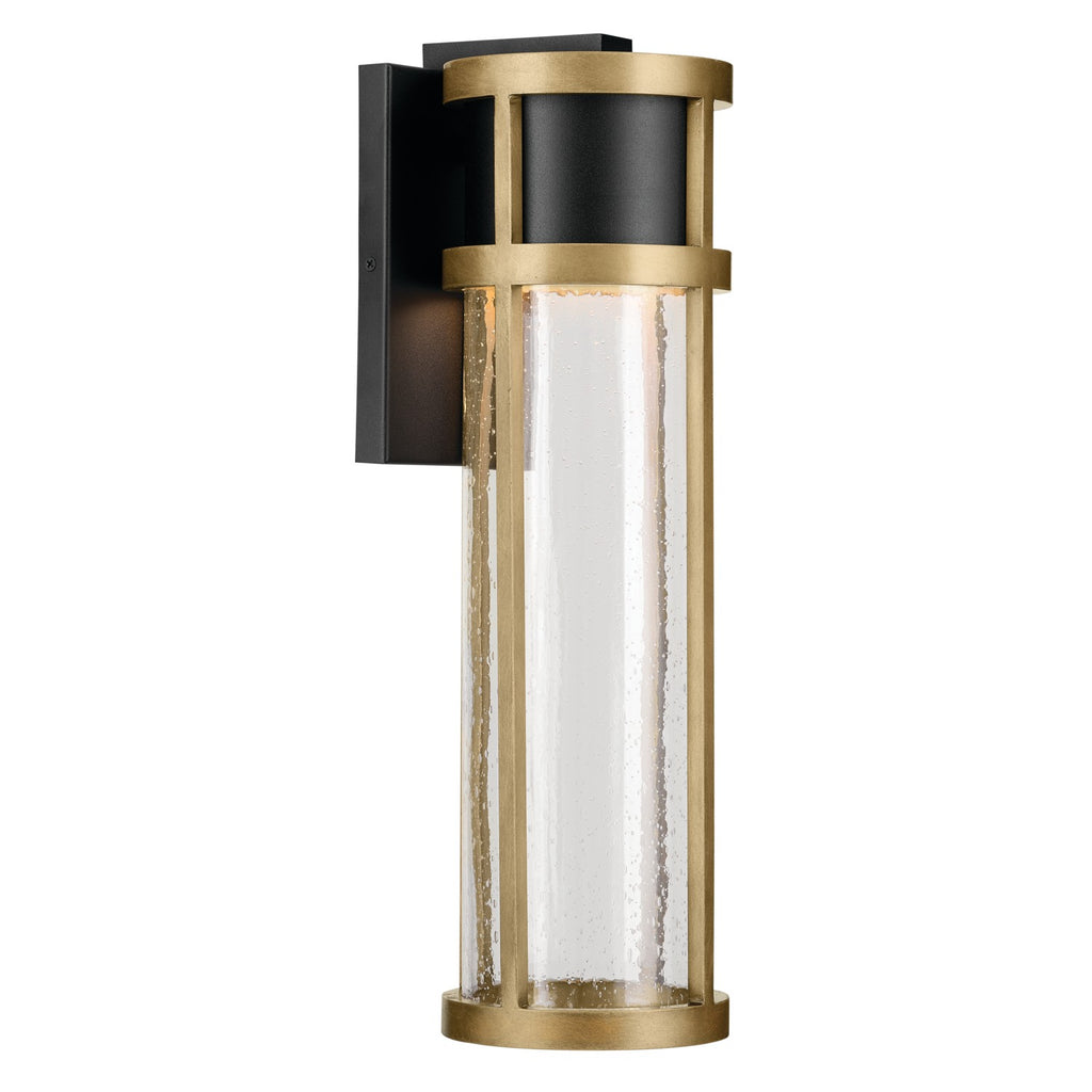 KICHLER 59141BKT Camillo 20 Inch Led Outdoor Wall Light With Clear Seeded Glass In Textured Black With Natural Brass