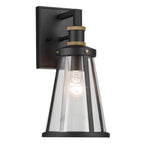 KICHLER 59146BKT Talman 13.25 Inch 1 Light Outdoor Wall Light With Clear Glass In Textured Black And Natural Brass
