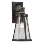 KICHLER 59147BKT Talman 18 Inch 1 Light Outdoor Wall Light With Clear Glass In Textured Black And Natural Brass
