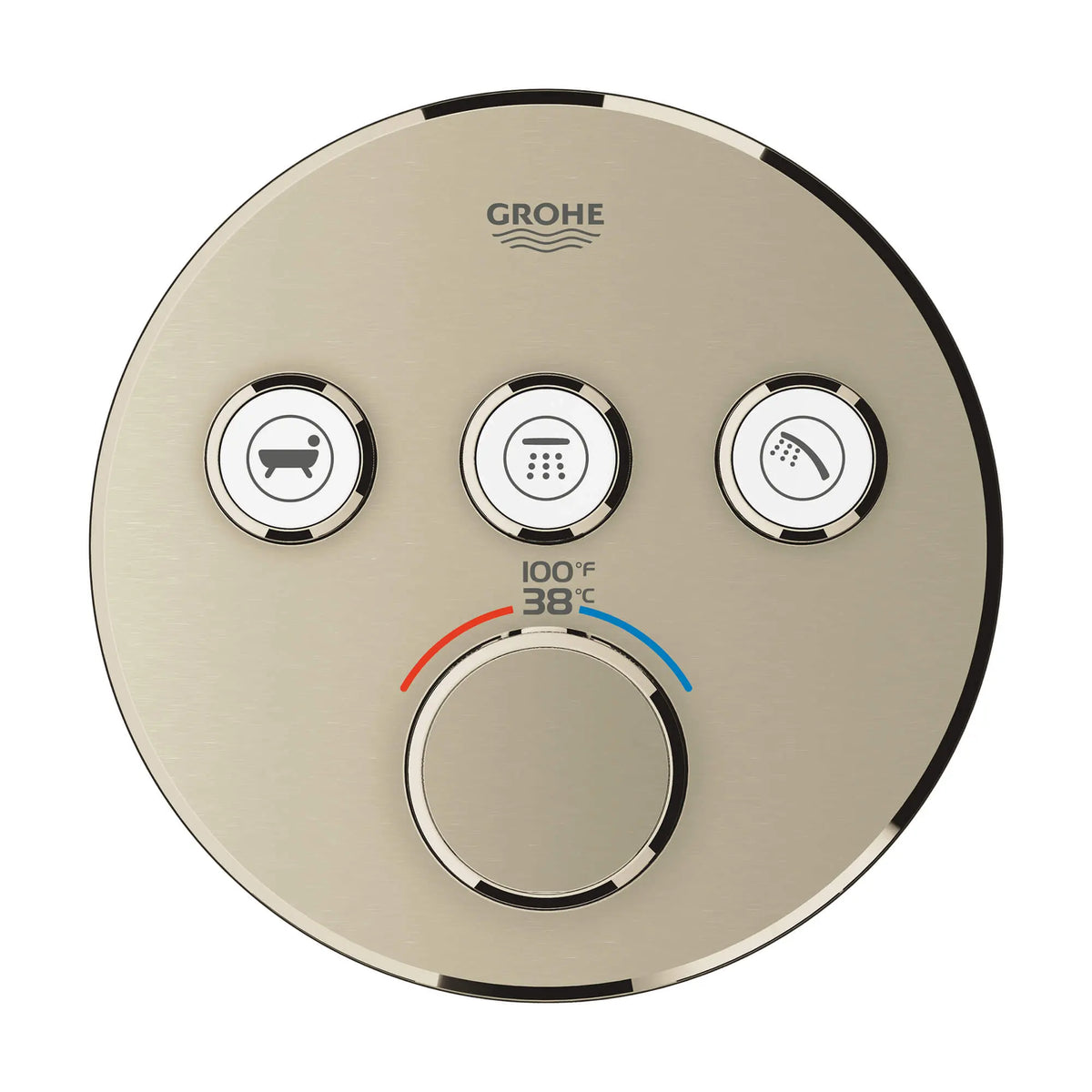 GROHE 29138EN0 Grohtherm Triple Function Thermostatic Valve Trim - Brushed Nickel