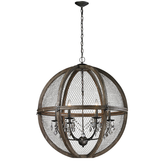 ELK SIGNATURE 140-008 Renaissance Invention 30'' Wide 6-Light Pendant - Weathered Zinc