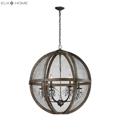 ELK SIGNATURE 140-008 Renaissance Invention 30'' Wide 6-Light Pendant - Weathered Zinc