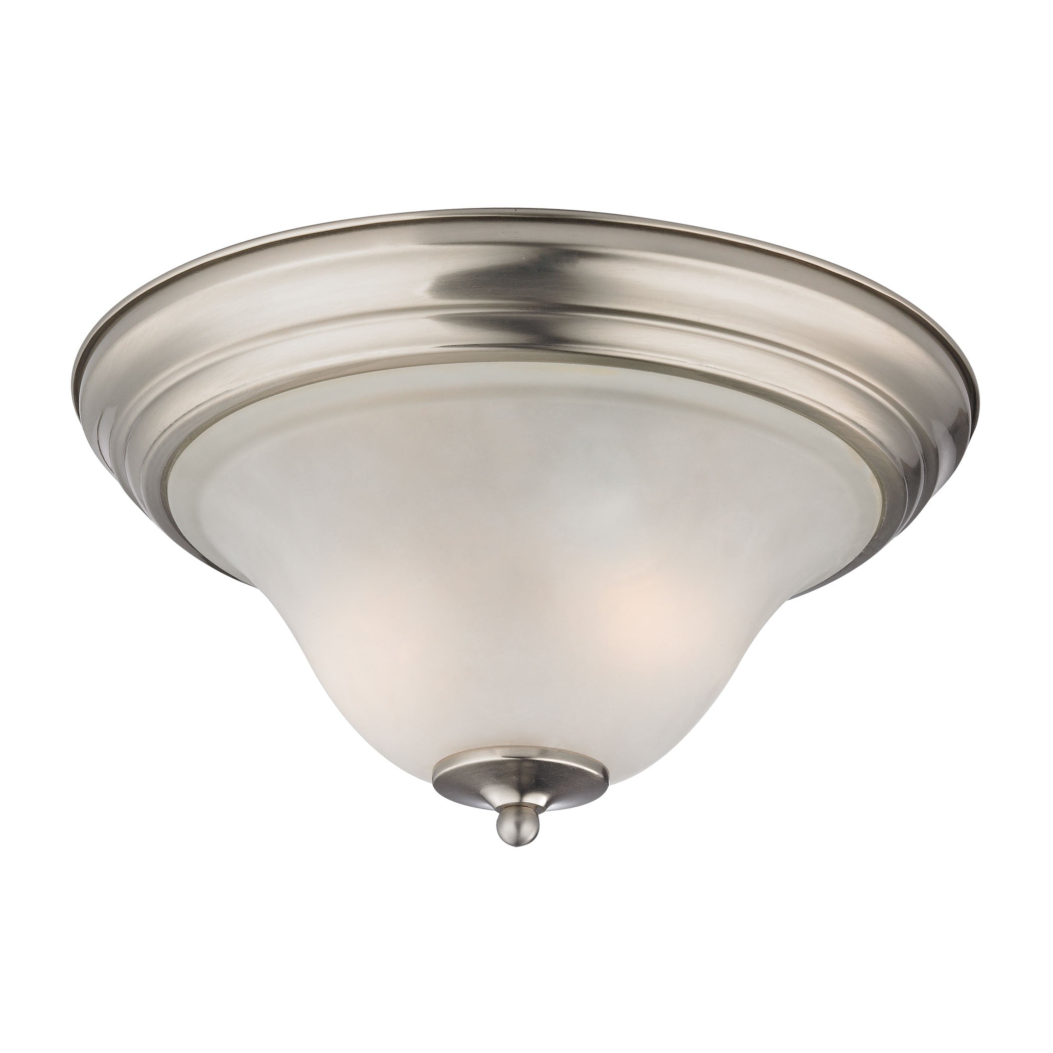 THOMAS 1402FM/20 Kingston 2-Light Flush Mount in Brushed Nickel with White Glass