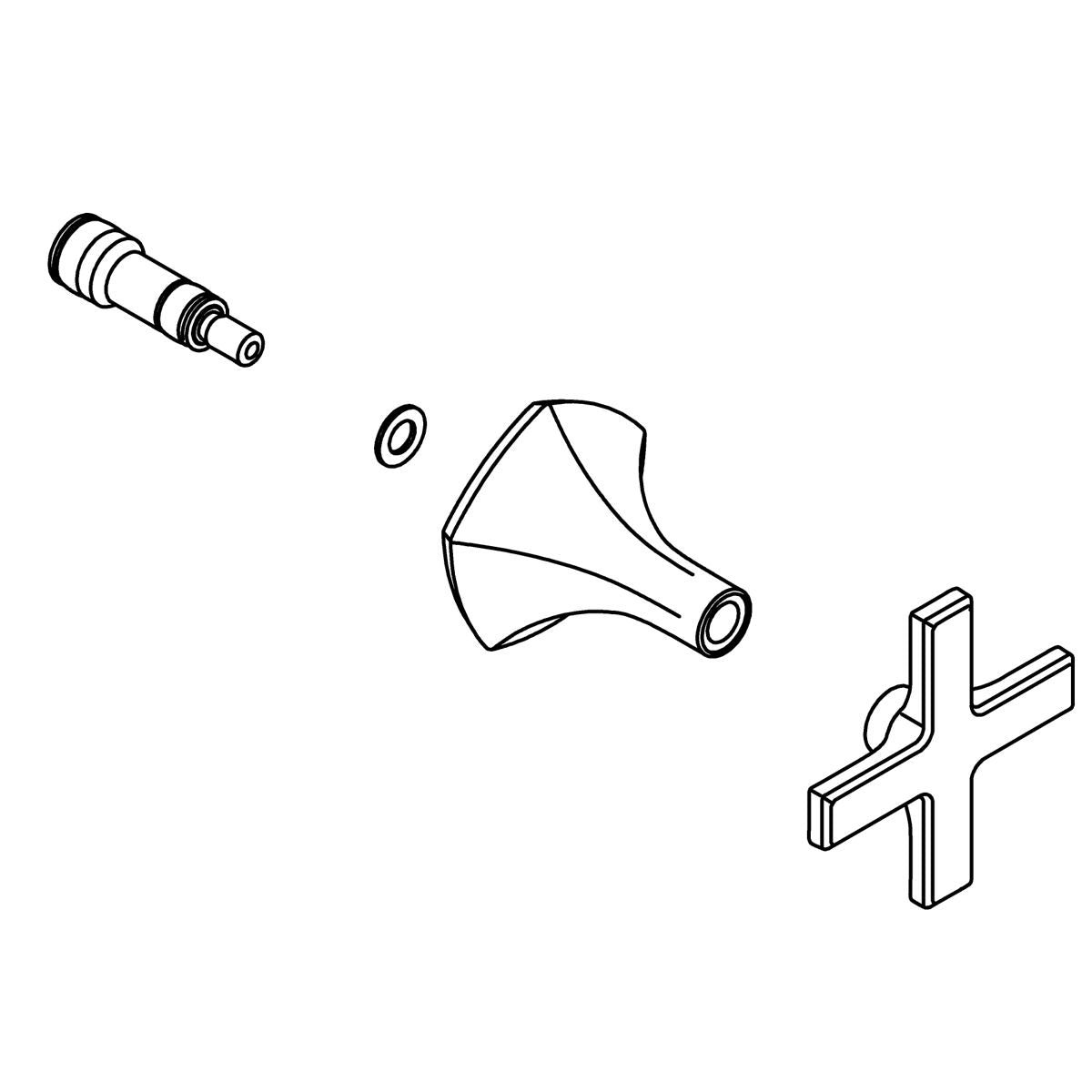 KOHLER Cross Handle Assembly - Vibrant Brushed Moderne Brass, K-1411882-2MB