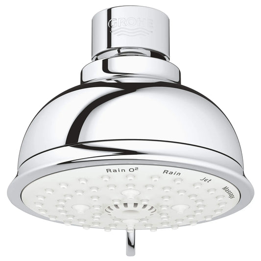 GROHE 27610001 Tempesta 100 Shower Head, 4" - 4 Sprays, 2.5 GPM - Chrome