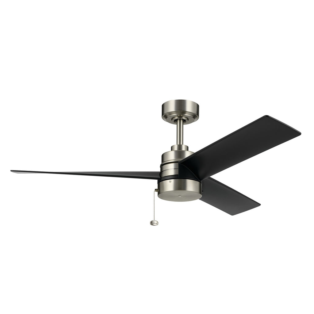 KICHLER 300375NI 52 Inch Spyn Lite Fan In Brushed Nickel With Black Blades