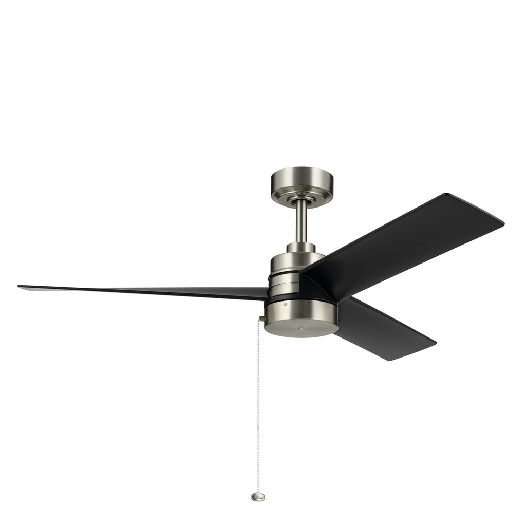 KICHLER 300375NI 52 Inch Spyn Lite Fan In Brushed Nickel With Black Blades