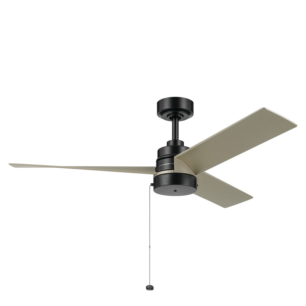 KICHLER 300375SBK 52 Inch Spyn Lite Fan In Satin Black With Silver Blades