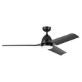 KICHLER 310254SBK 54 Inch Fit Ceiling Fan With Satin Etched Cased Opal Glass In Satin Black With Satin Black Blades
