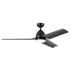 KICHLER 310254SBK 54 Inch Fit Ceiling Fan With Satin Etched Cased Opal Glass In Satin Black With Satin Black Blades