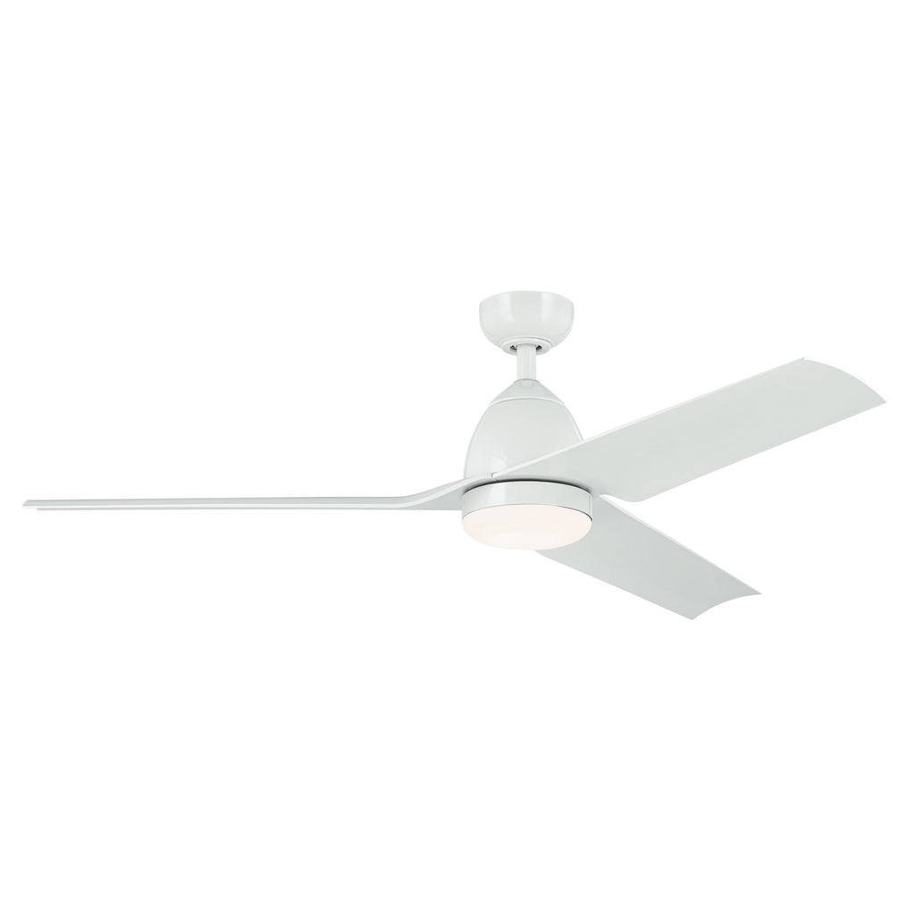 KICHLER 310254WH 54 Inch Fit Ceiling Fan With Satin Etched Cased Opal Glass In White With White Blades