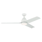 KICHLER 310254WH 54 Inch Fit Ceiling Fan With Satin Etched Cased Opal Glass In White With White Blades