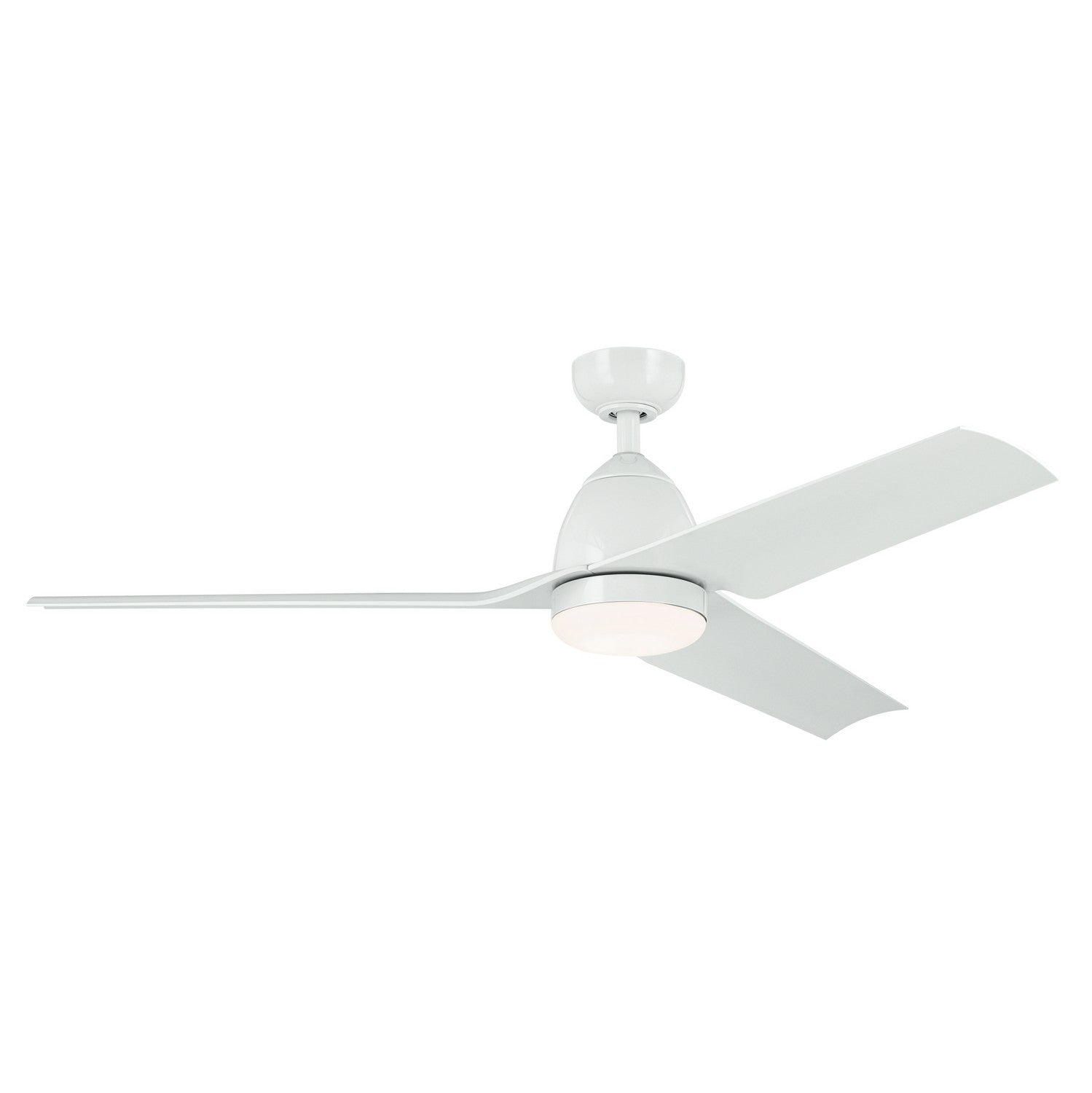 KICHLER 310254WH 54 Inch Fit Ceiling Fan With Satin Etched Cased Opal Glass In White With White Blades