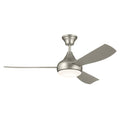 KICHLER 310354NI 54 Inch Ample Ceiling Fan With Satin Etched Cased Opal Glass In Brushed Nickel With Silver Blades