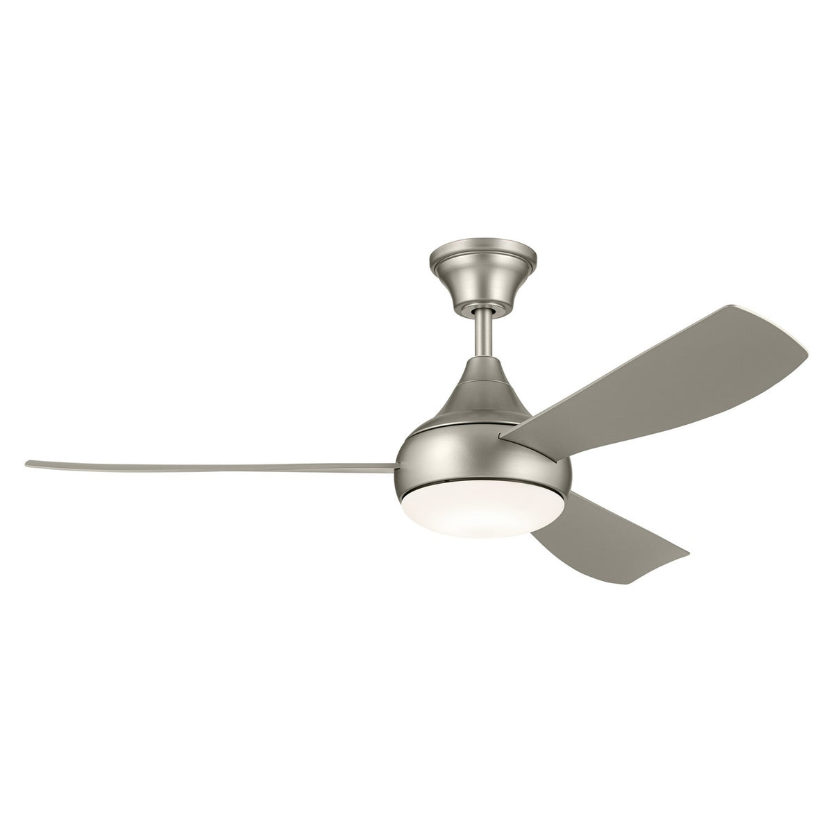 KICHLER 310354NI 54 Inch Ample Ceiling Fan With Satin Etched Cased Opal Glass In Brushed Nickel With Silver Blades