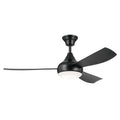 KICHLER 310354SBK 54 Inch Ample Ceiling Fan With Satin Etched Cased Opal Glass In Satin Black With Satin Black Blades