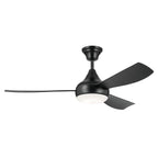 KICHLER 310354SBK 54 Inch Ample Ceiling Fan With Satin Etched Cased Opal Glass In Satin Black With Satin Black Blades