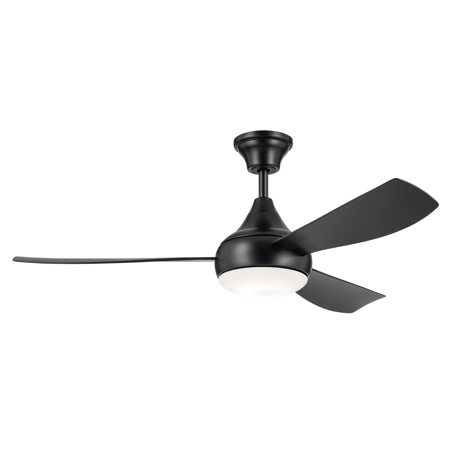 KICHLER 310354SBK 54 Inch Ample Ceiling Fan With Satin Etched Cased Opal Glass In Satin Black With Satin Black Blades