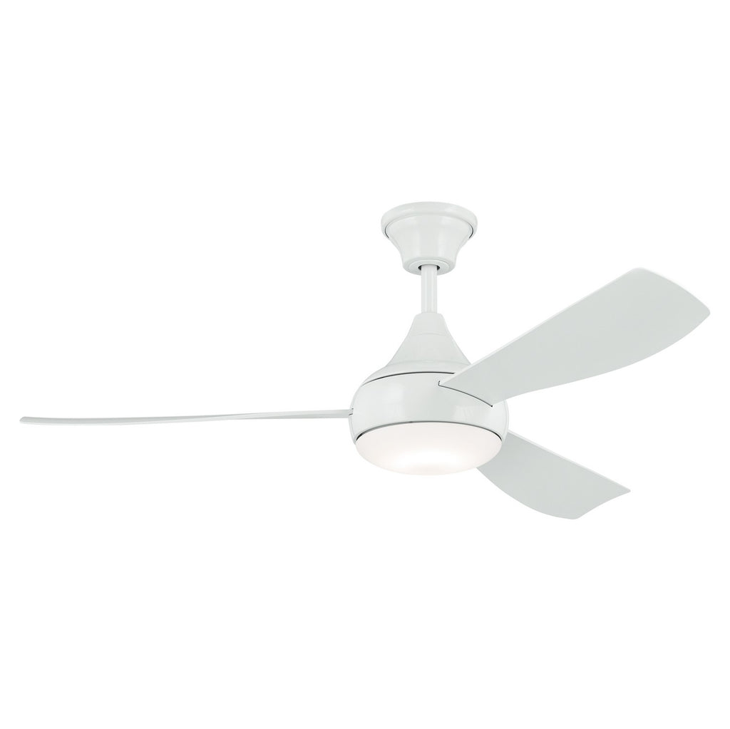 KICHLER 310354WH 54 Inch Ample Ceiling Fan With Satin Etched Cased Opal Glass In White With White Blades