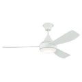 KICHLER 310354WH 54 Inch Ample Ceiling Fan With Satin Etched Cased Opal Glass In White With White Blades