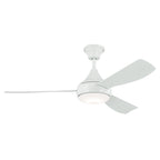 KICHLER 310354WH 54 Inch Ample Ceiling Fan With Satin Etched Cased Opal Glass In White With White Blades