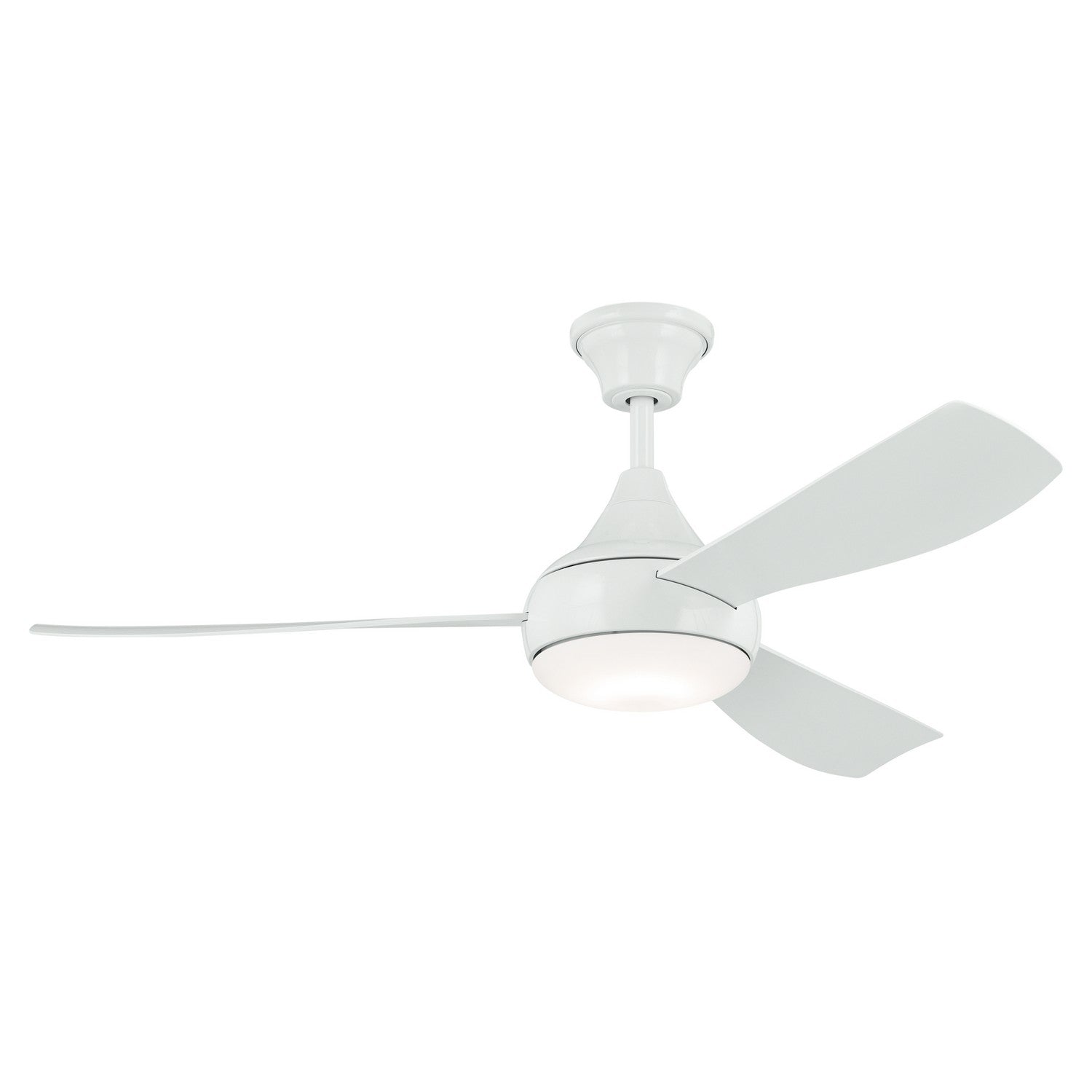 KICHLER 310354WH 54 Inch Ample Ceiling Fan With Satin Etched Cased Opal Glass In White With White Blades