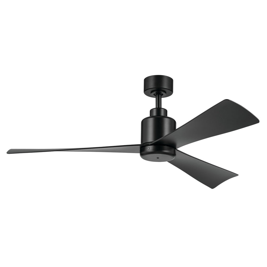 KICHLER 310452SBK 52 Inch True Ceiling Fan In Satin Black With Satin Black Blades
