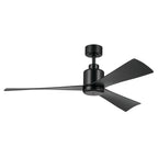 KICHLER 310452SBK 52 Inch True Ceiling Fan In Satin Black With Satin Black Blades