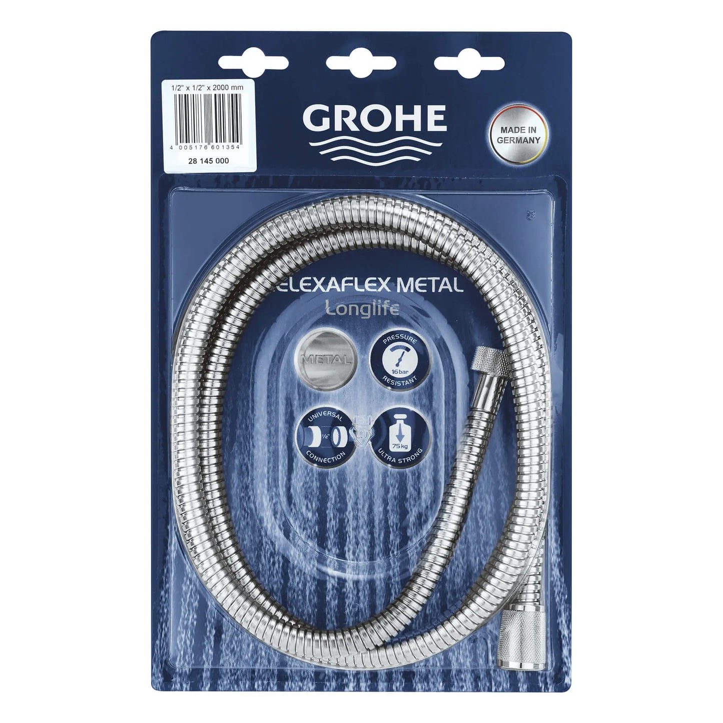 GROHE Universal 79" Metal Shower Hose - Chrome, 28145001