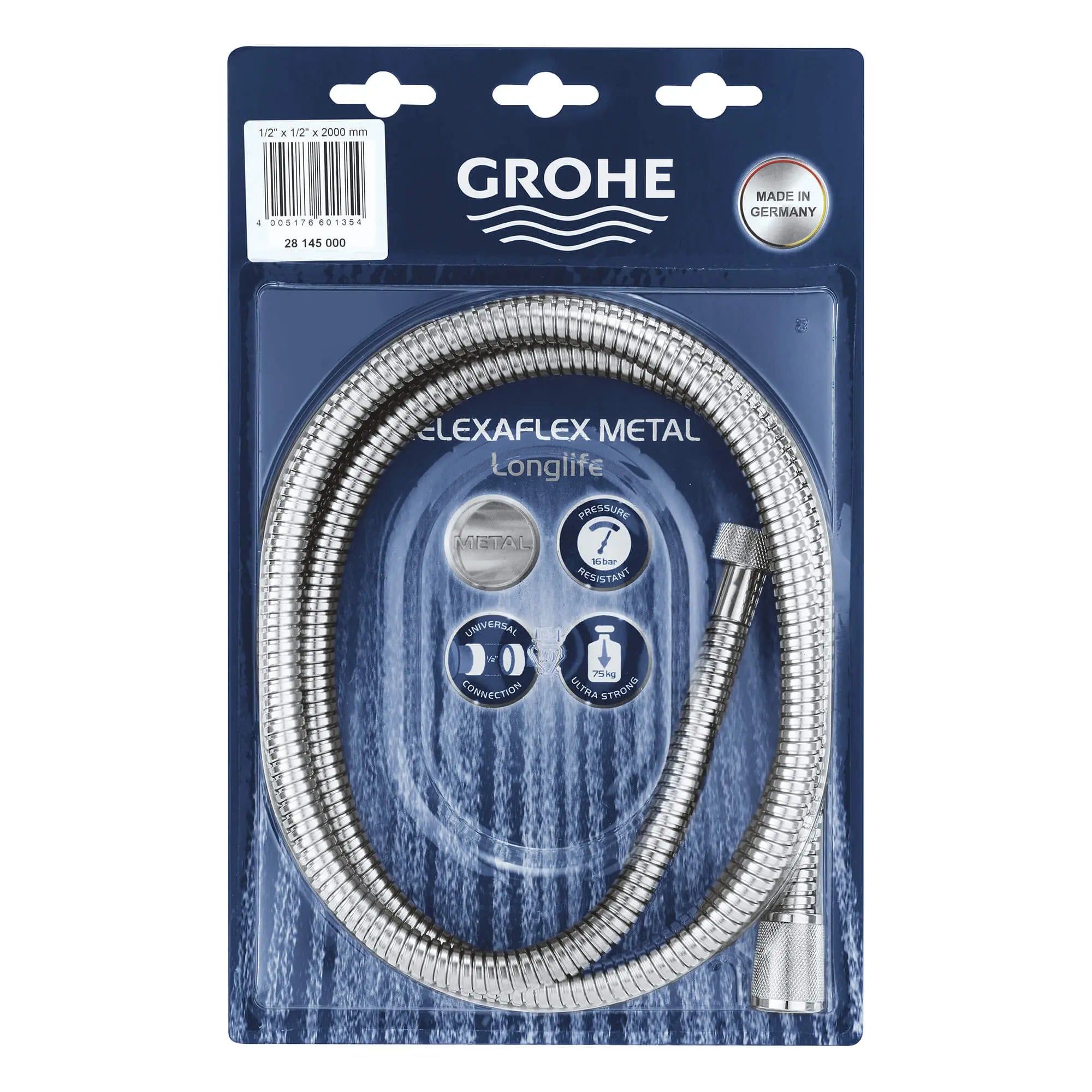 GROHE 28145001 Universal 79" Metal Shower Hose - Chrome