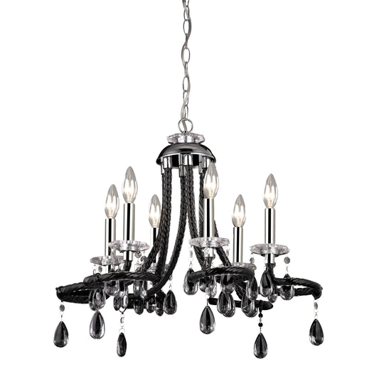 ELK STUDIO 144-030 6-Light Mini Chandelier in Black Acrylic