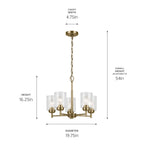 KICHLER 44030NBR Winslow 16.25" 5-Light Chandelier With Clear Seeded Glass In Natural Brass