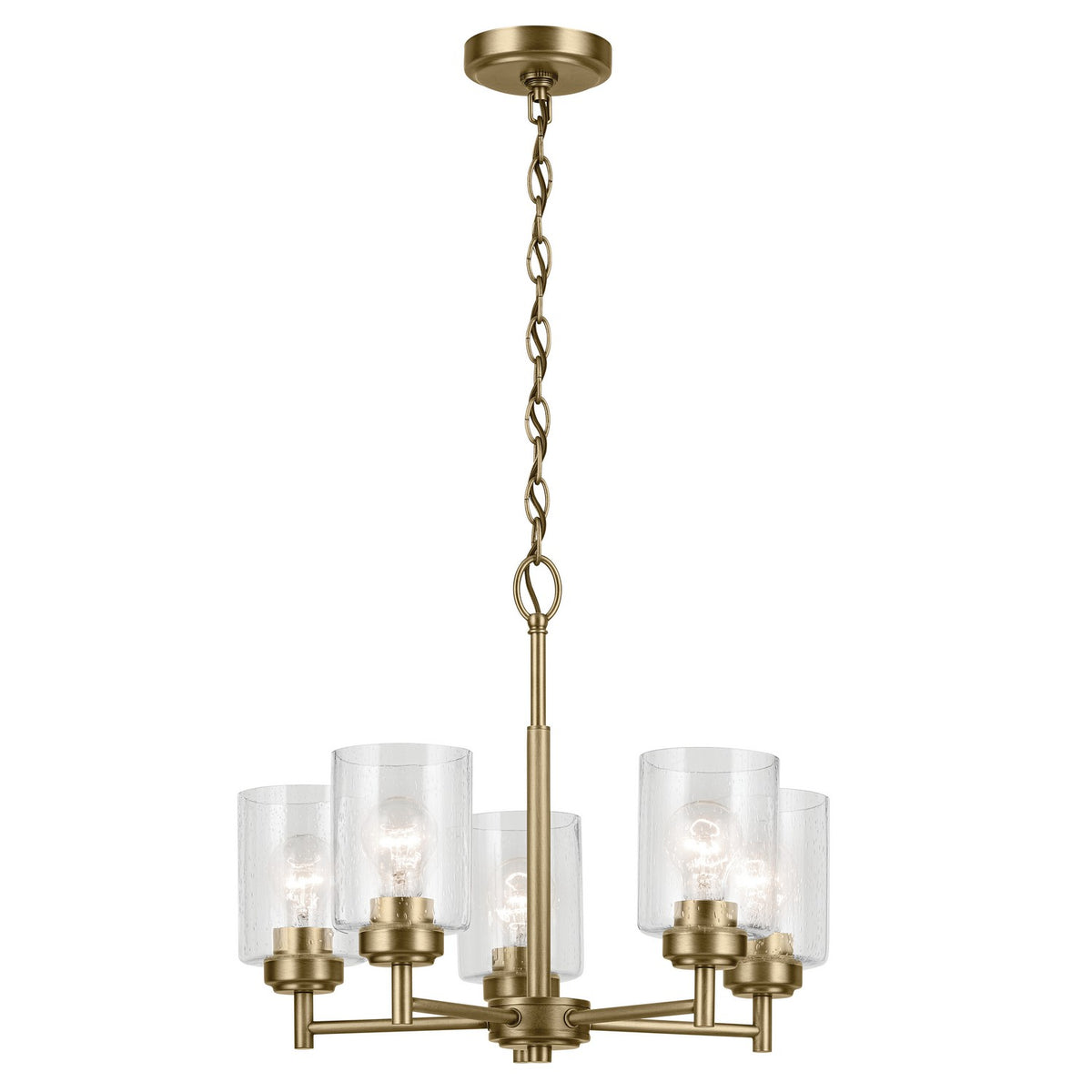 KICHLER 44030NBR Winslow 16.25" 5-Light Chandelier With Clear Seeded Glass In Natural Brass