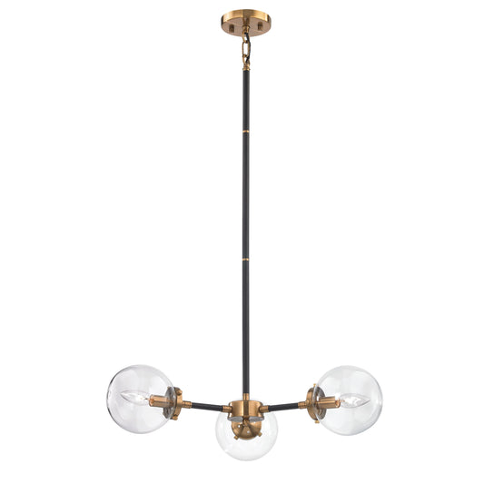 ELK SHOWROOM 14431/3 Boudreaux 26'' Wide 3-Light Chandelier - Matte Black with Antique Gold