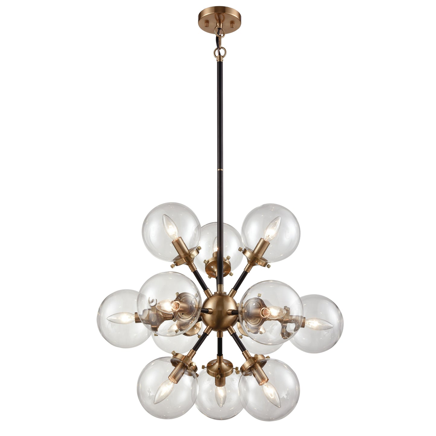 ELK SHOWROOM 14434/12 Boudreaux 25'' Wide 12-Light Chandelier - Matte Black with Antique Gold