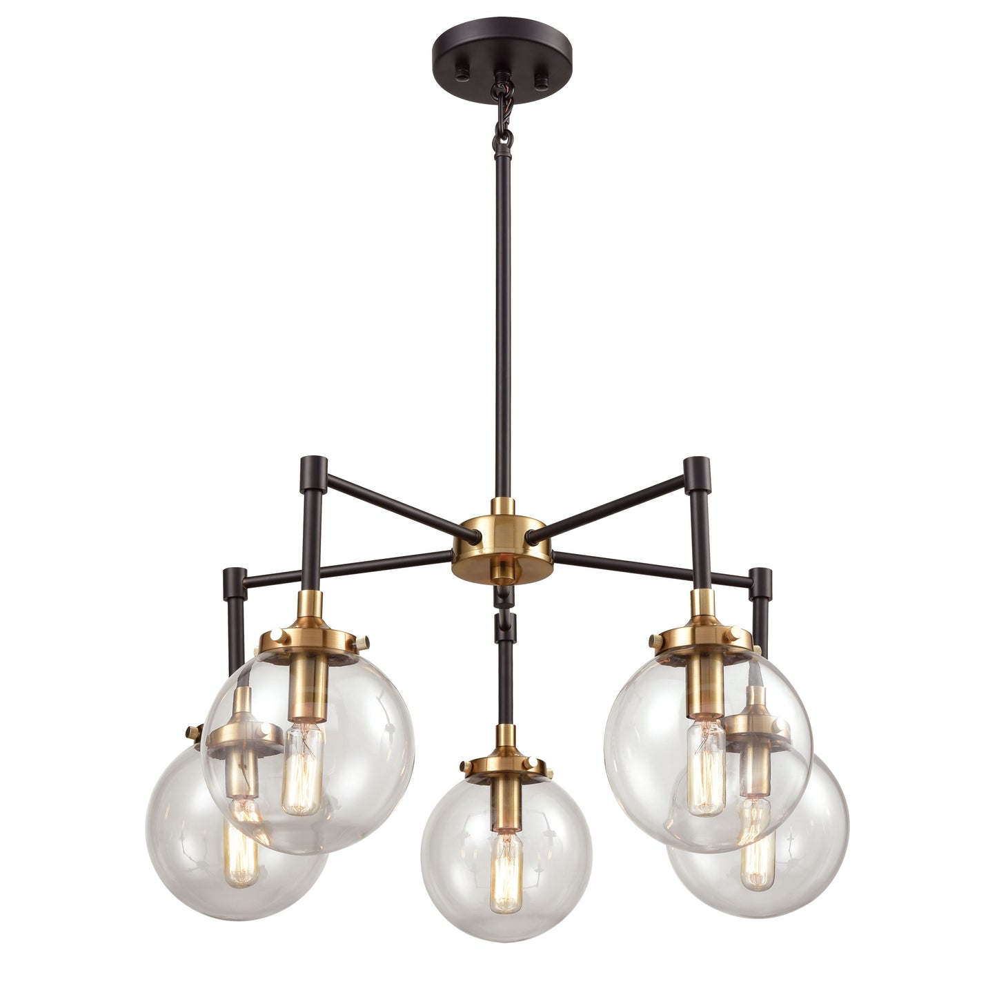 ELK SHOWROOM 14437/5 Boudreaux 23'' Wide 5-Light Chandelier - Matte Black with Antique Gold