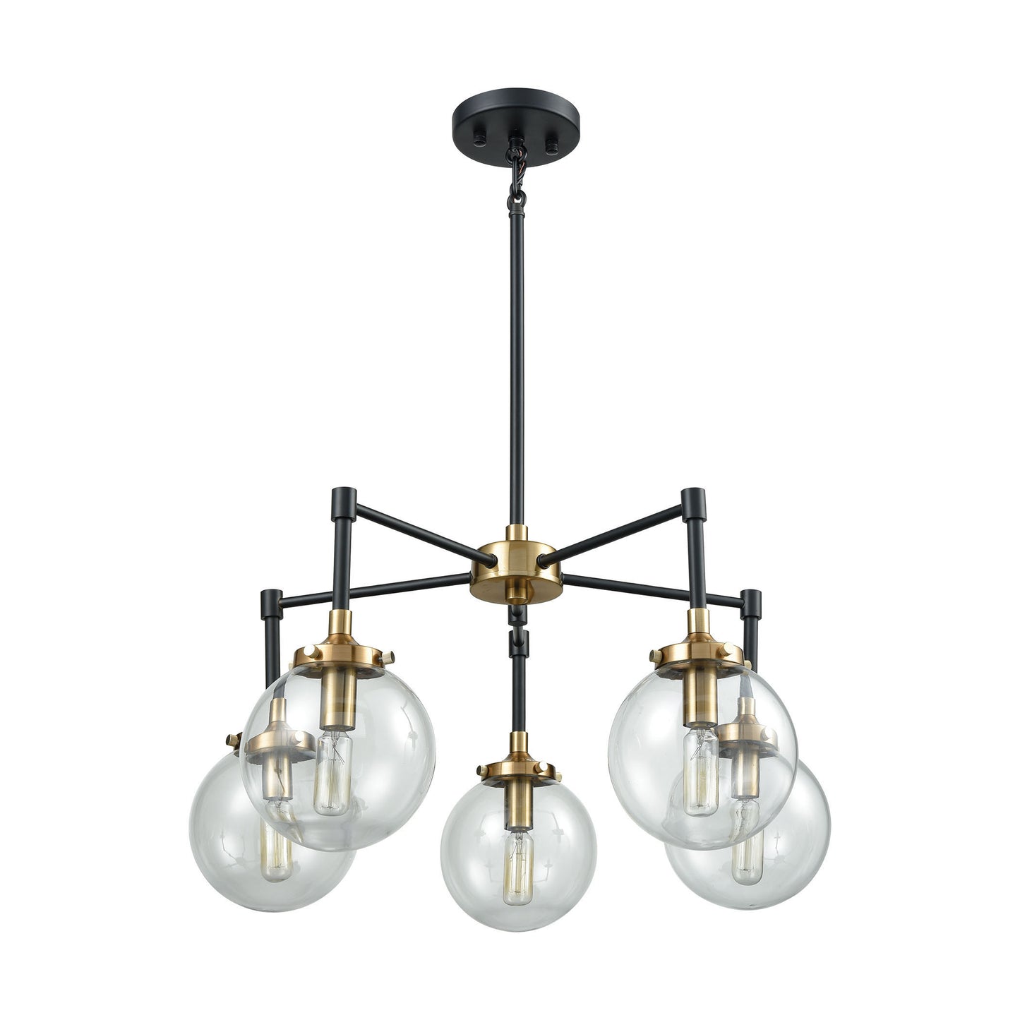 ELK SHOWROOM 14437/5 Boudreaux 23'' Wide 5-Light Chandelier - Matte Black with Antique Gold