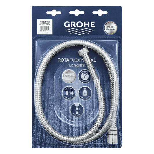 GROHE 28417000 59" Metal Longlife Twist-Free Shower Hose - Chrome