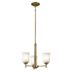 KICHLER 43670NBR Shailene 15.25" 3-Light Mini Chandelier With Clear Satin Etched Glass In Natural Brass