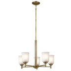 KICHLER 43671NBR Shailene 15.25" 5-Light Chandelier With Clear Satin Etched Glass In Natural Brass