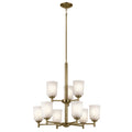 KICHLER 43672NBR Shailene 26.5" 9-Light Chandelier With Clear Satin Etched Glass In Natural Brass