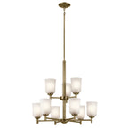 KICHLER 43672NBR Shailene 26.5" 9-Light Chandelier With Clear Satin Etched Glass In Natural Brass