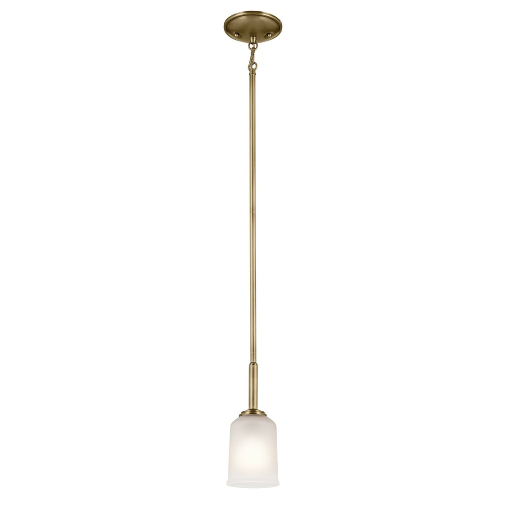 KICHLER 43674NBR Shailene 11" 1-Light Mini Pendant With Clear Satin Etched Glass In Natural Brass